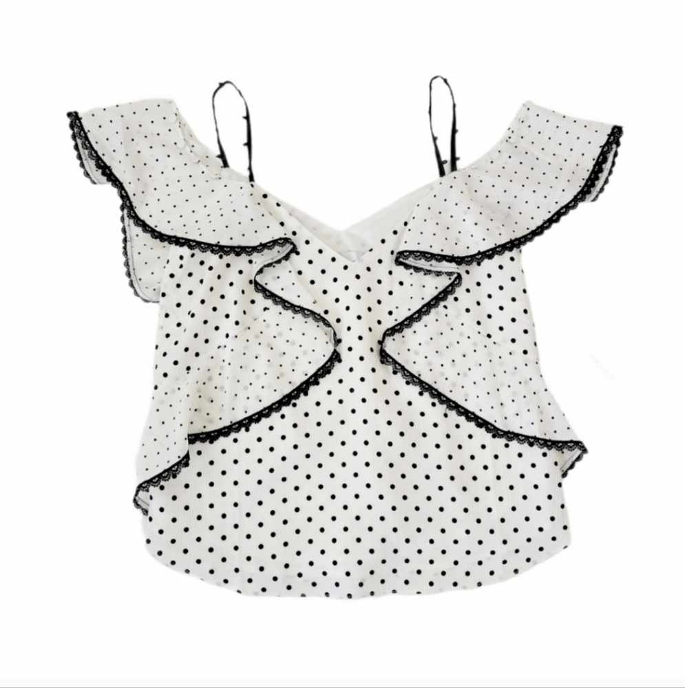 Adelyn Rae Polka Dot Off the Shoulder Top